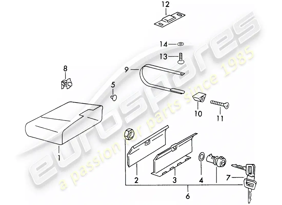 porsche 1970 (911) glove box - d - mj 1971>> parts diagram