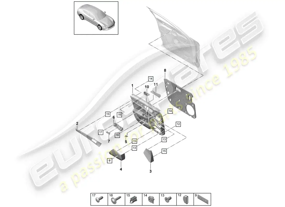 porsche 2017 (panamera 971-1) door panel part diagram