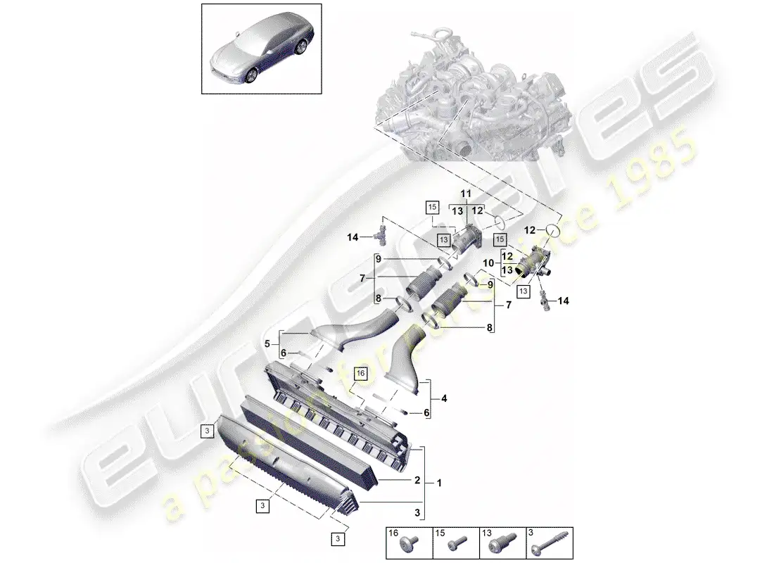 porsche 2017 (panamera 971-1) air cleaner housing parts diagram