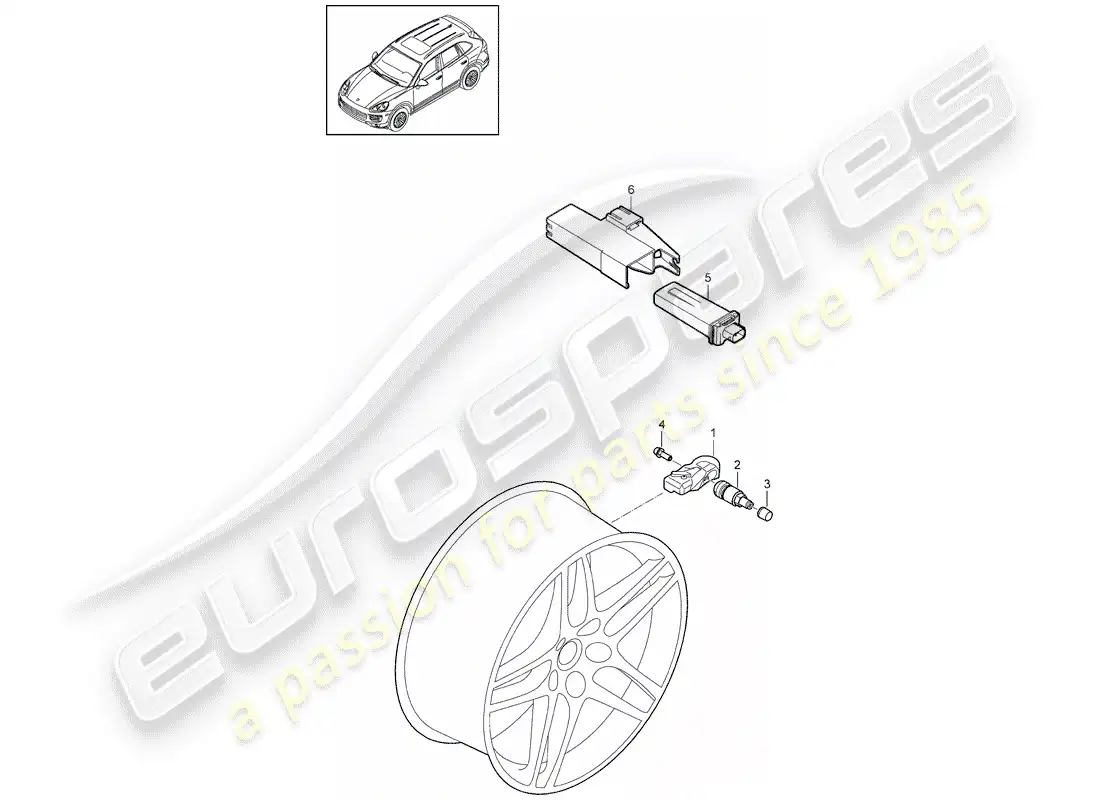 porsche 2011 (cayenne e2 92a) tire pressure control system parts diagram