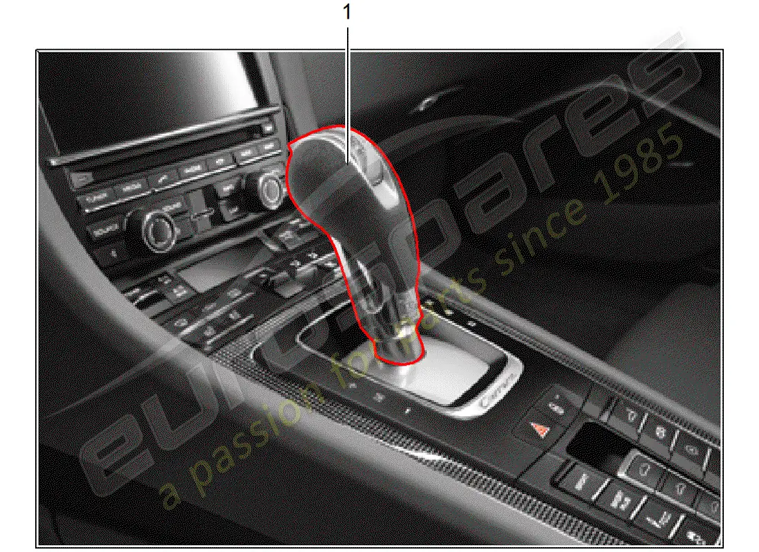 porsche 2019 (tequipment 98x/99x) shift lever parts diagram