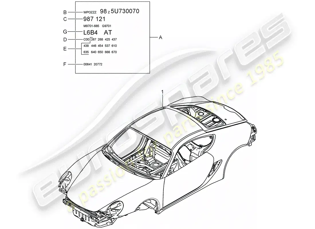 porsche 2012 (987 cayman) car body parts diagram