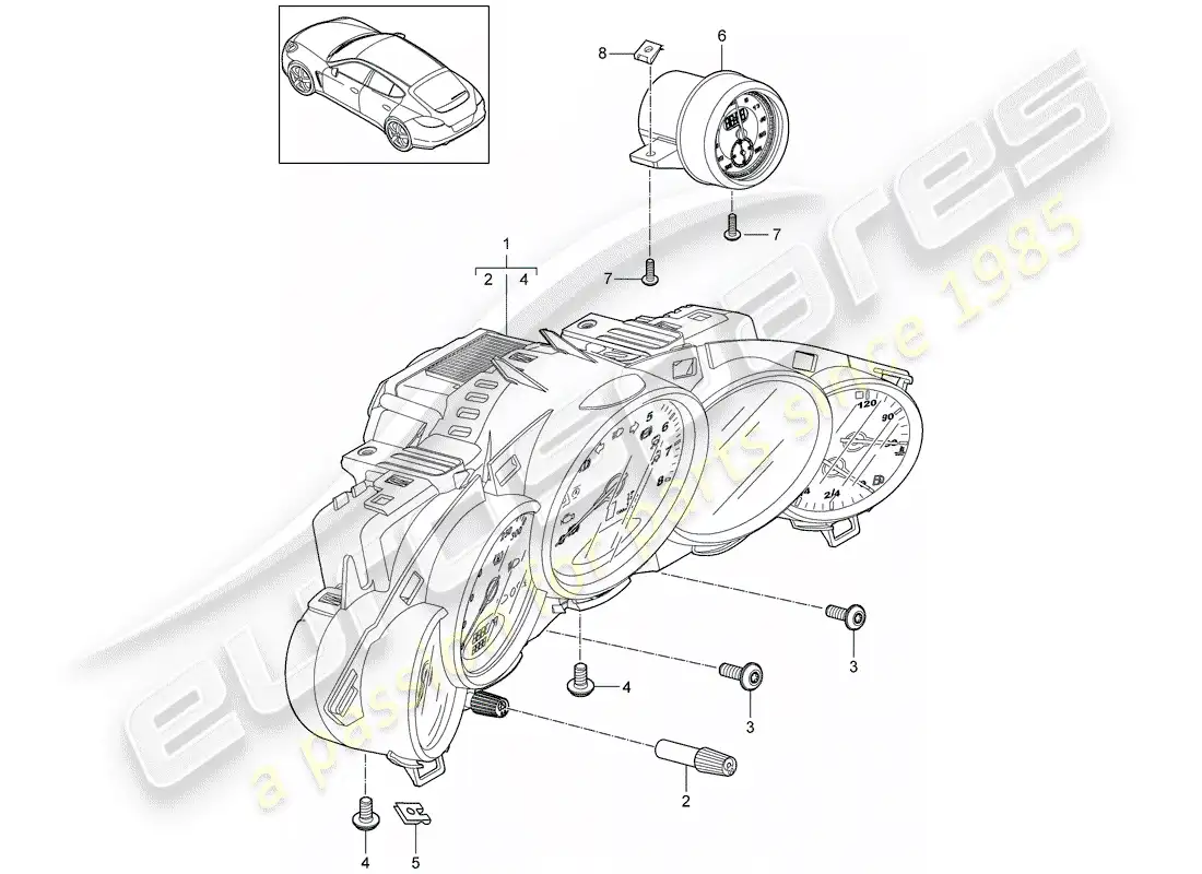 porsche 2011 (panamera 970) instruments parts diagram