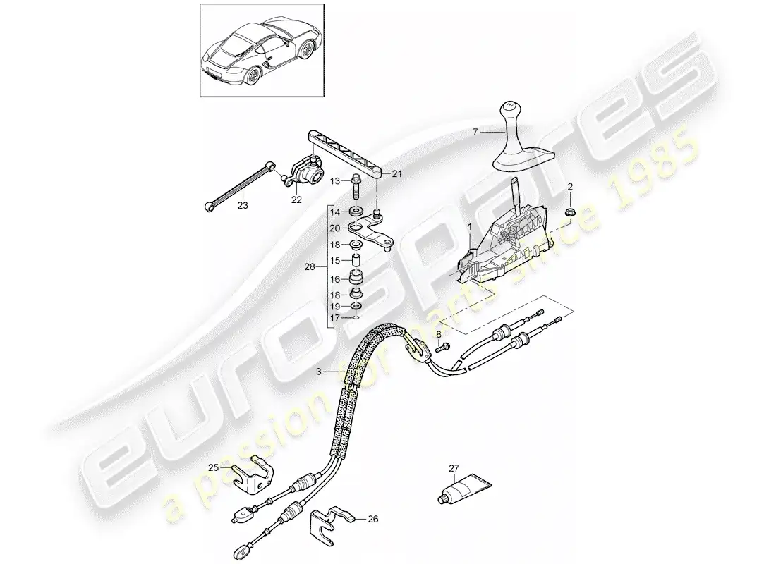 porsche 2012 (987 cayman) transmission control parts diagram