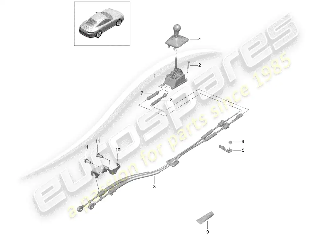 porsche 2016 (991-1) transmission control parts diagram
