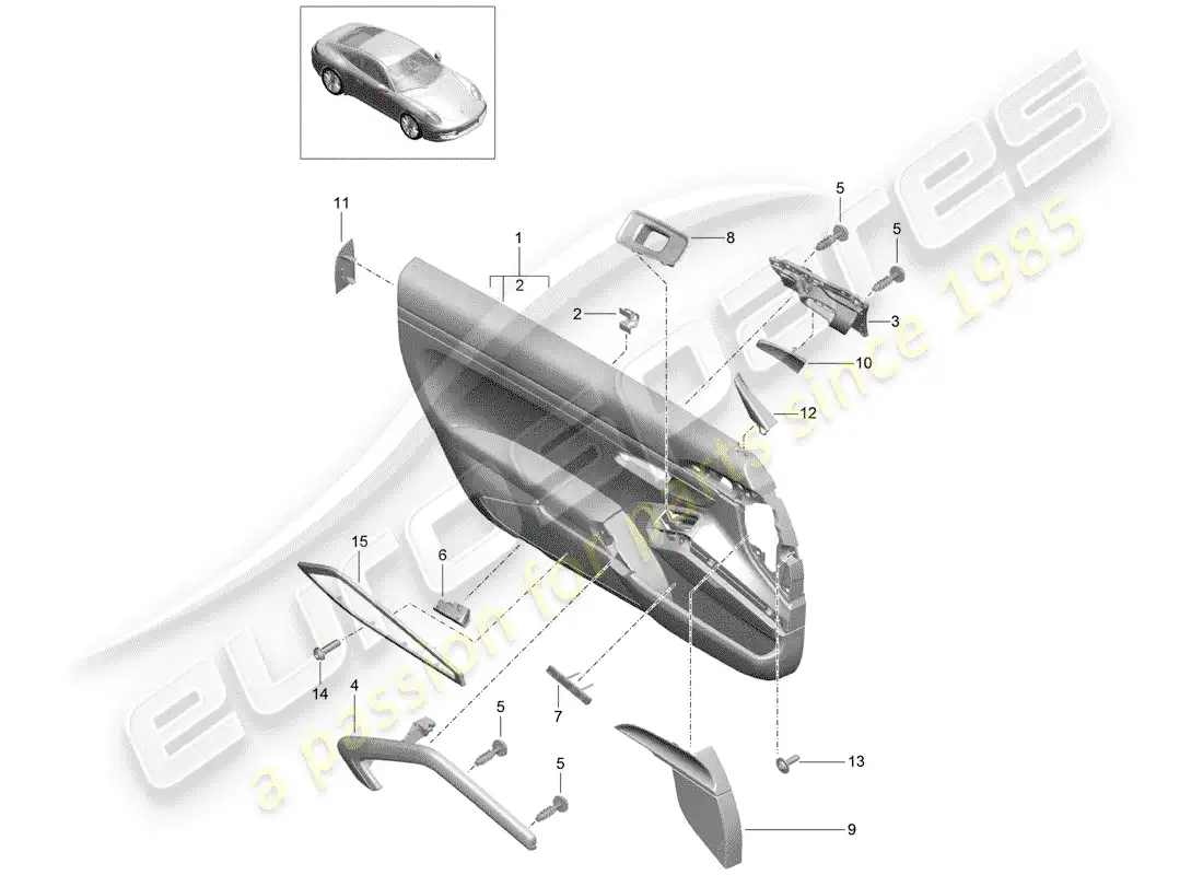 porsche 2016 (991-1) door panel parts diagram
