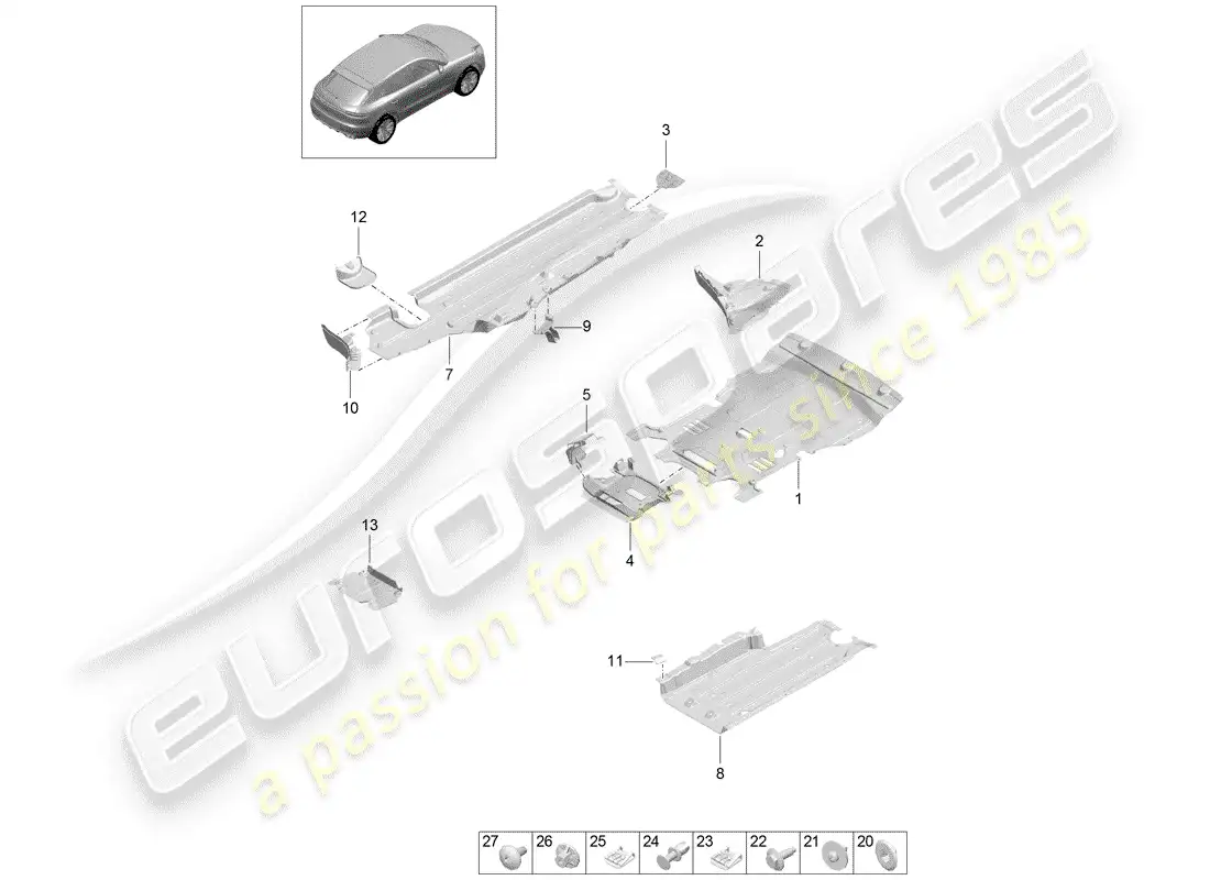porsche 2020 (macan) underbody lining part diagram