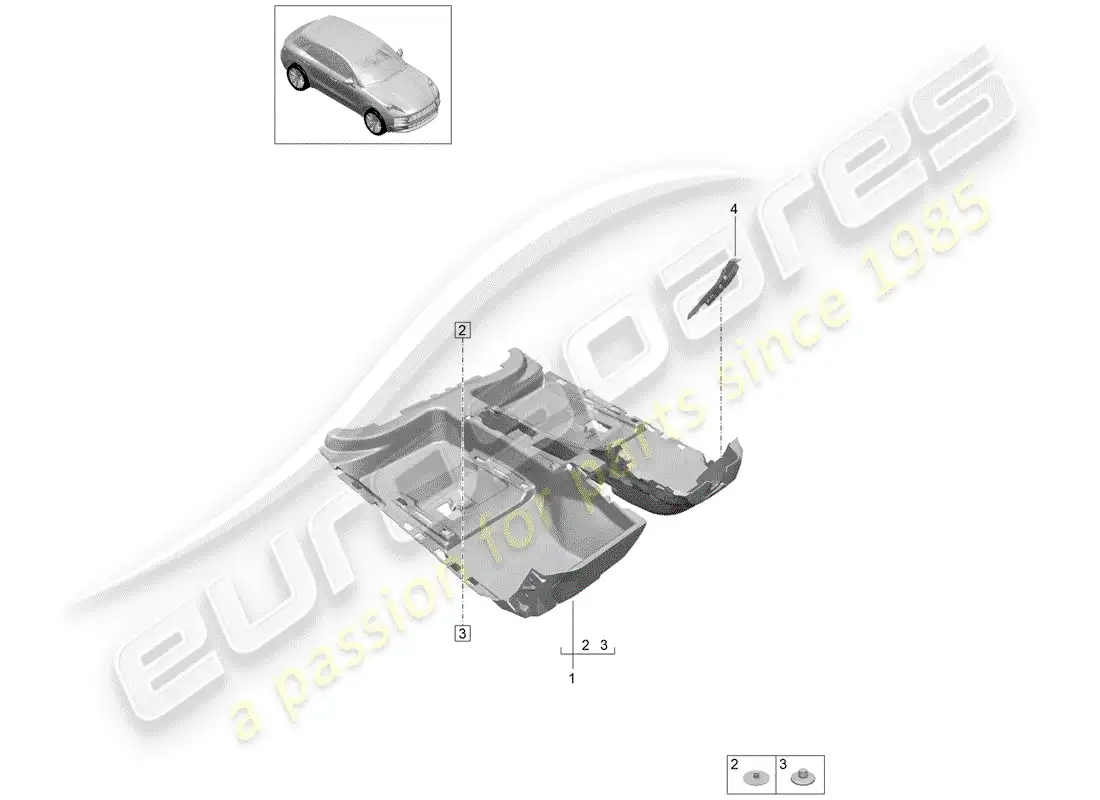 porsche 2020 (macan) floor cover part diagram