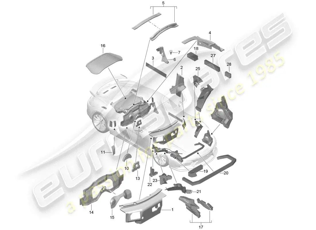 porsche 2016 (981 cayman gt4) body shell part diagram