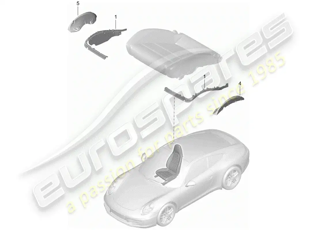 porsche 2013 (991-1) padding for seat parts diagram