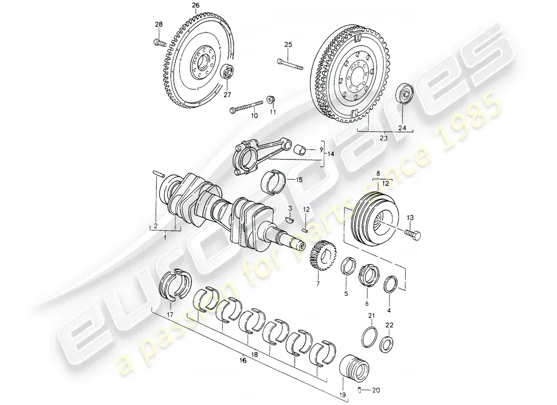 porsche 1994 (993) crankshaft parts diagram