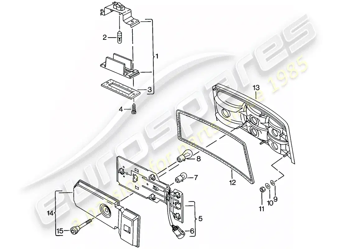 porsche 1978 (924) license plate light - rear light parts diagram