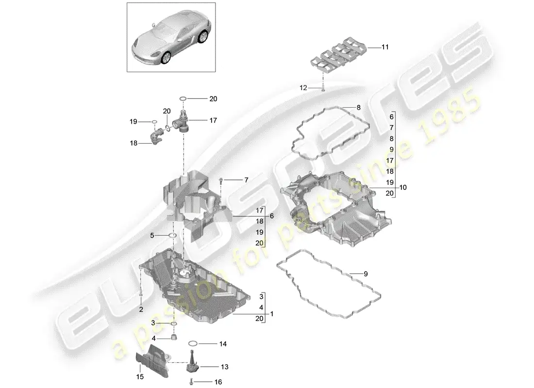 porsche 2020 (718 cayman) engine (oil press./lubrica.) parts diagram