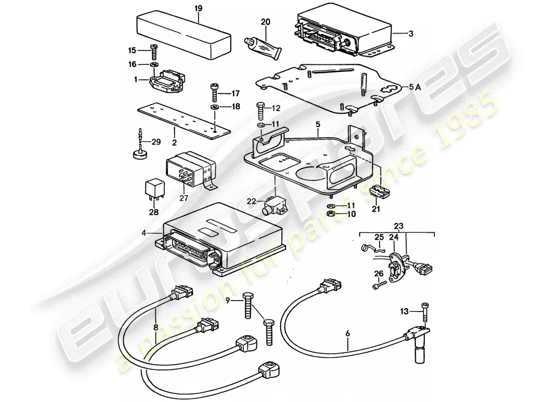 porsche 1992 (928) engine electrics - lh-jetronic parts diagram