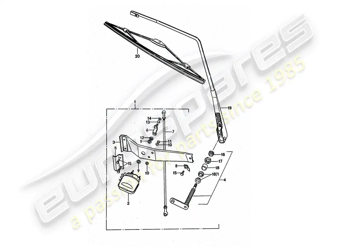 porsche 1975 (911 turbo) rear window wiper parts diagram