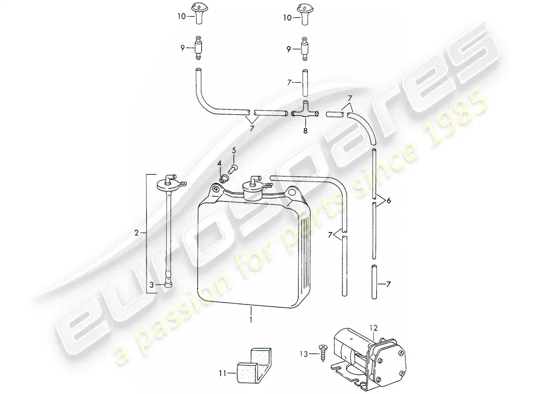 porsche 1965 (911/912) windshield washer unit - d >> - mj 1967 parts diagram