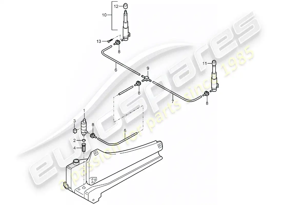 porsche 2006 (carrera gt) headlight washer system parts diagram