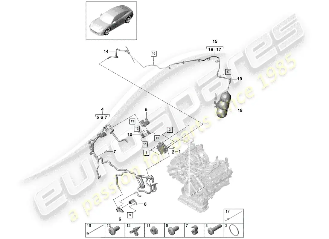 porsche 2020 (panamera 971-1) vacuum system parts diagram