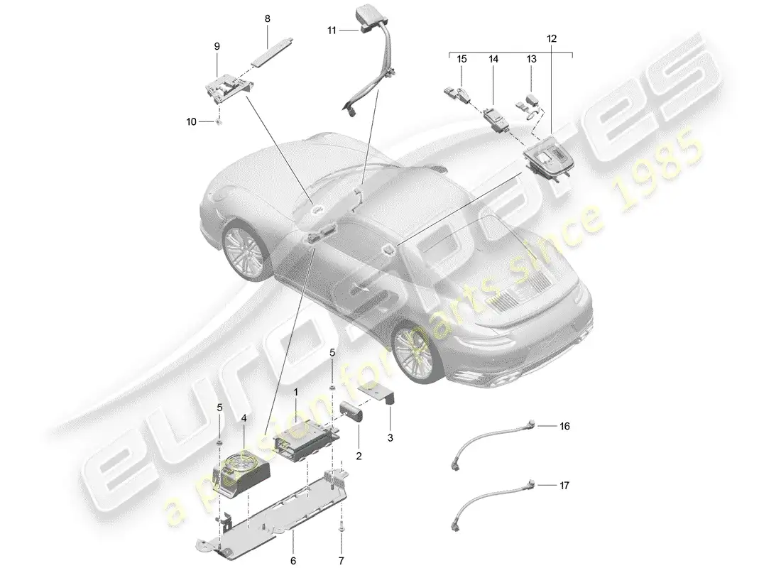 porsche 2015 (991-1 turbo) for vehicles with telephone parts diagram