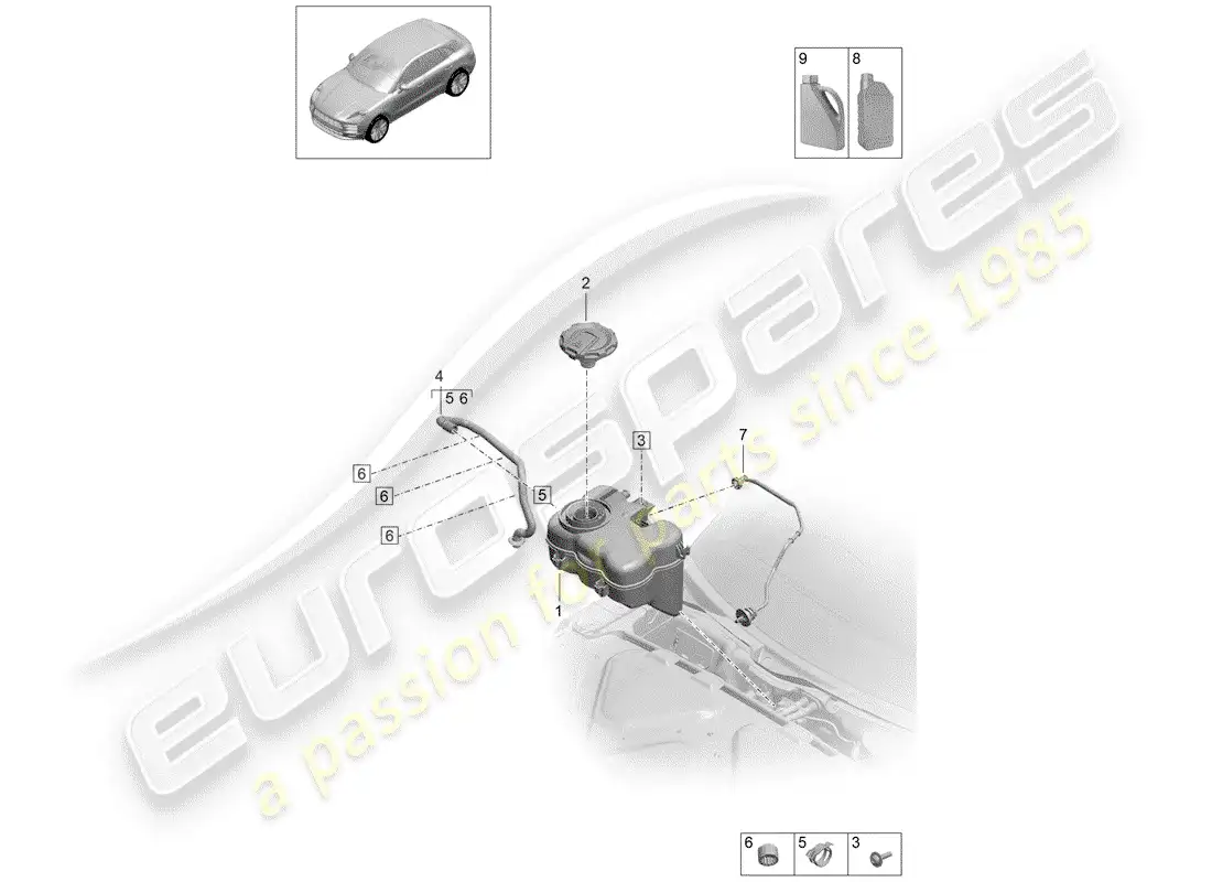porsche 2019 (macan) coolant expansion tank parts diagram