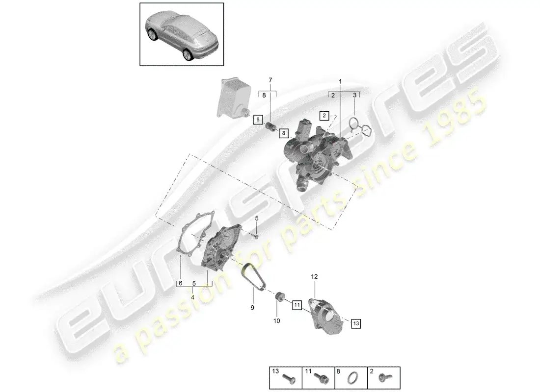 porsche 2019 (macan) thermostat parts diagram