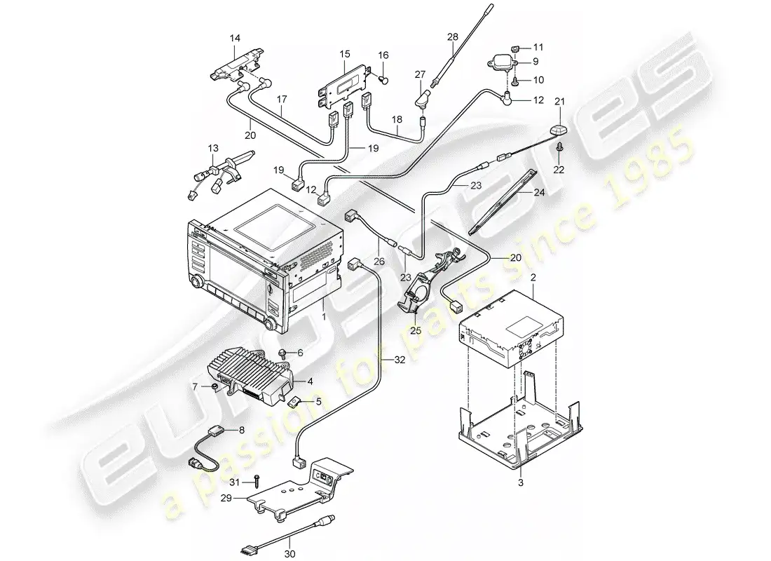 porsche 2011 (987 boxster) operating unit parts diagram
