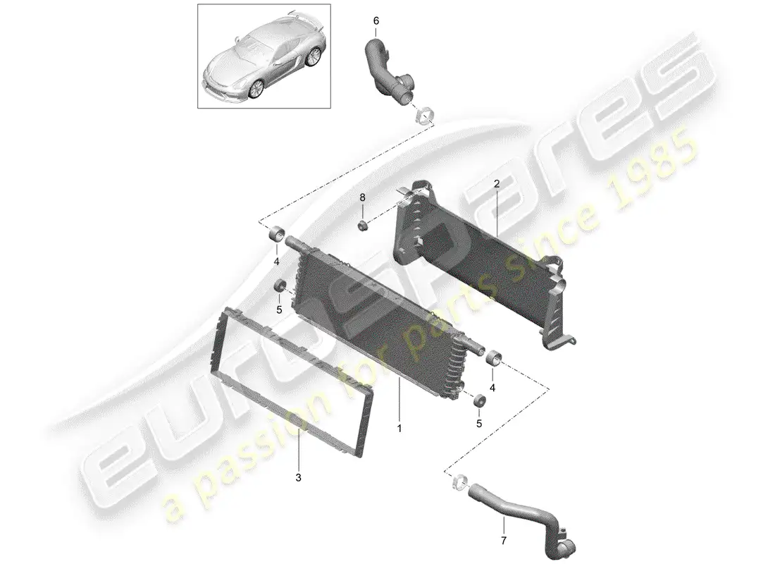 porsche 2016 (981 cayman gt4) radiator part diagram