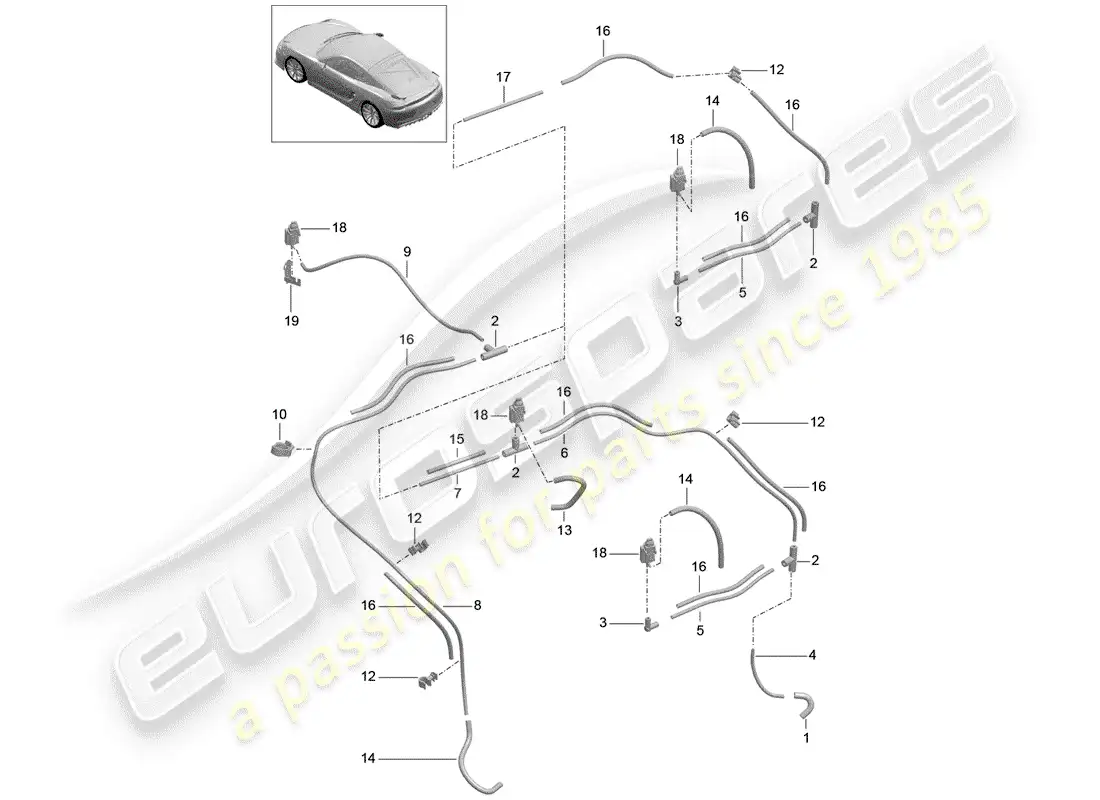 porsche 2016 (981 cayman gt4) vacuum system part diagram