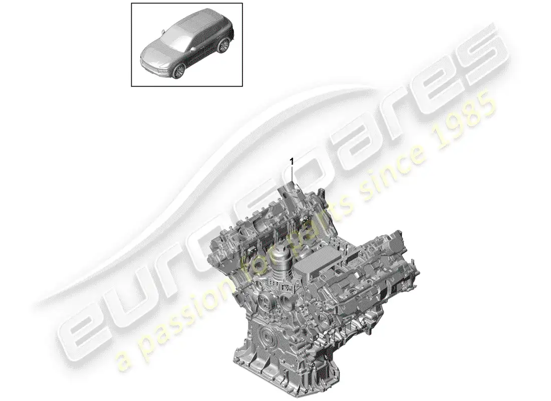 porsche 2019 (cayenne e3 9ya/9yb) long block parts diagram