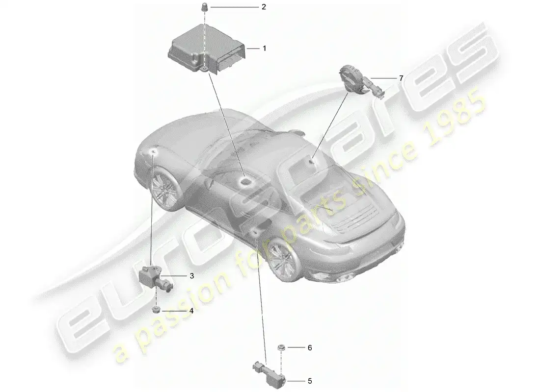porsche 2017 (991-2 turbo) air bag control module parts diagram