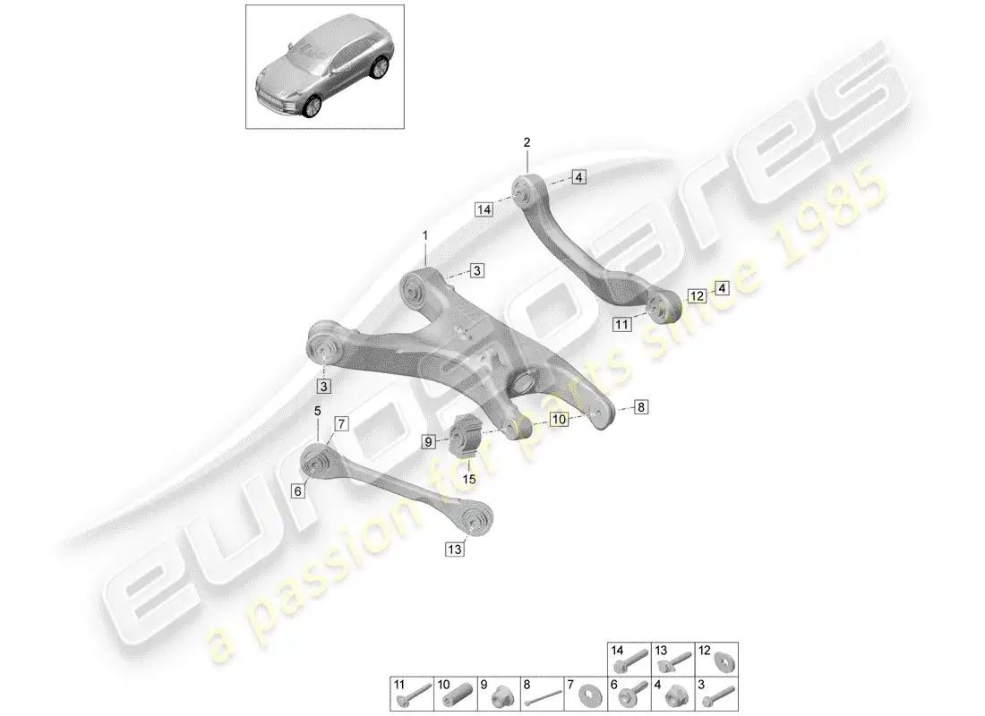 porsche 2020 (macan) track control arm part diagram