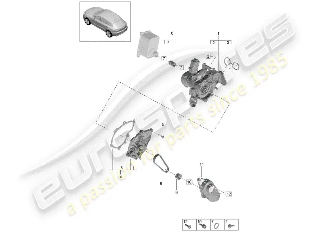 porsche 2020 (macan) thermostat part diagram