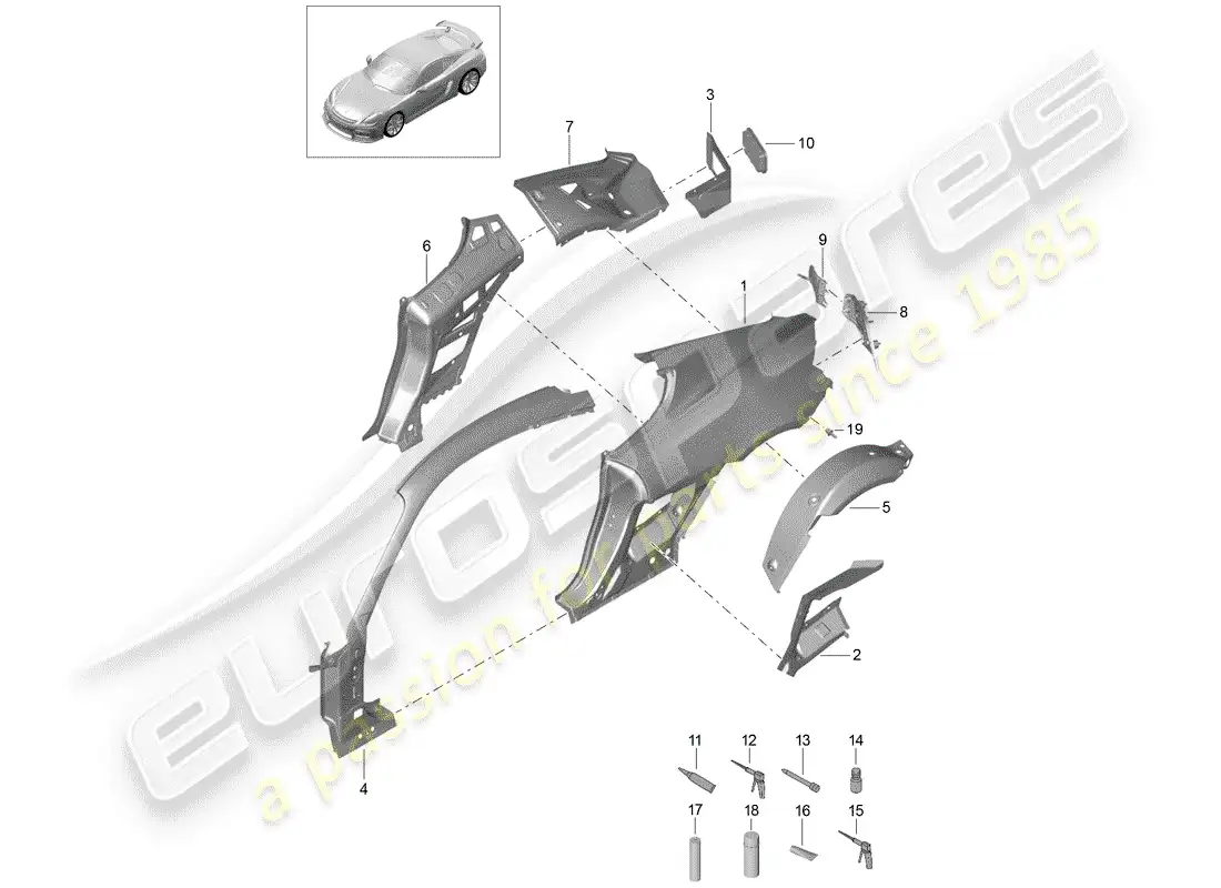 porsche 2016 (981 cayman gt4) side panel part diagram