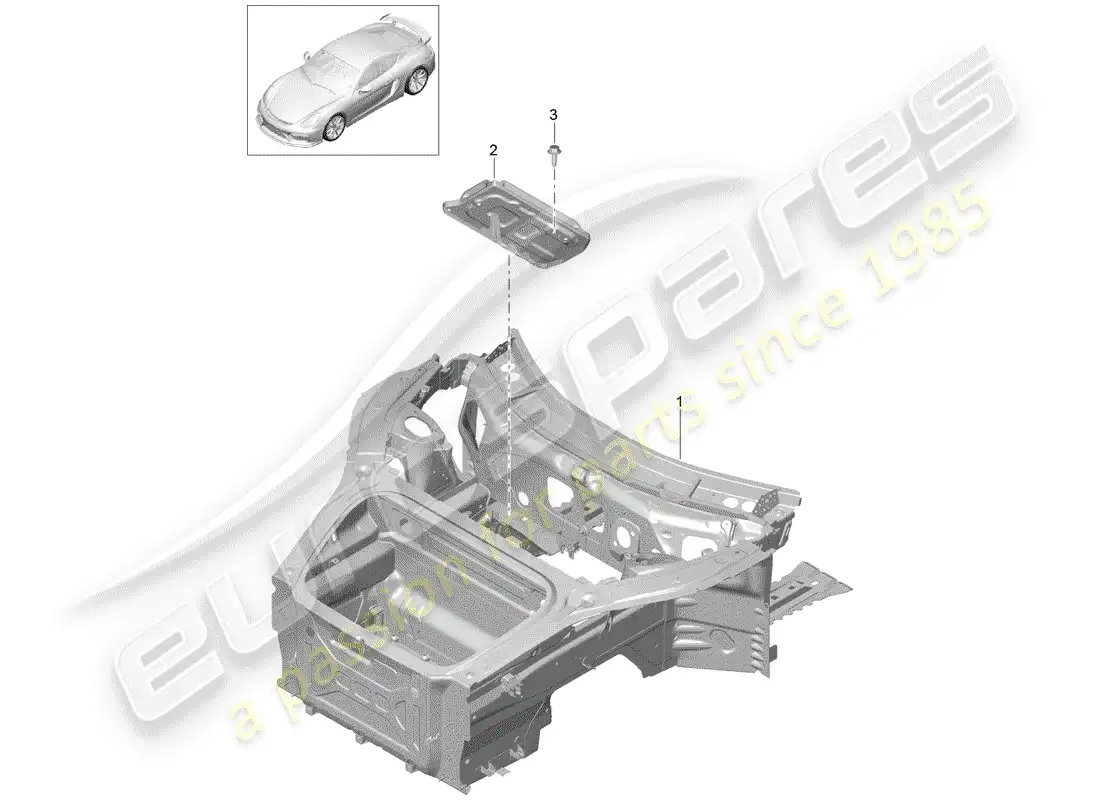 porsche 2016 (981 cayman gt4) front end parts diagram