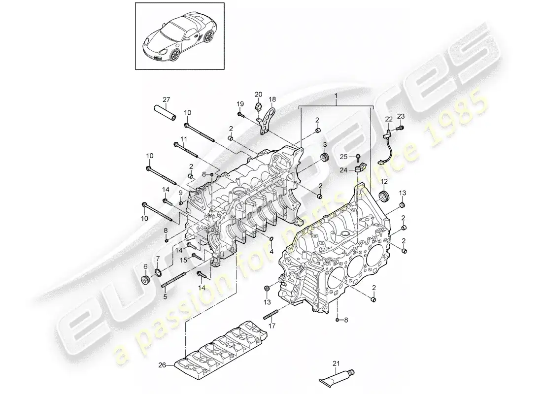 porsche 2011 (987 cayman) crankcase parts diagram