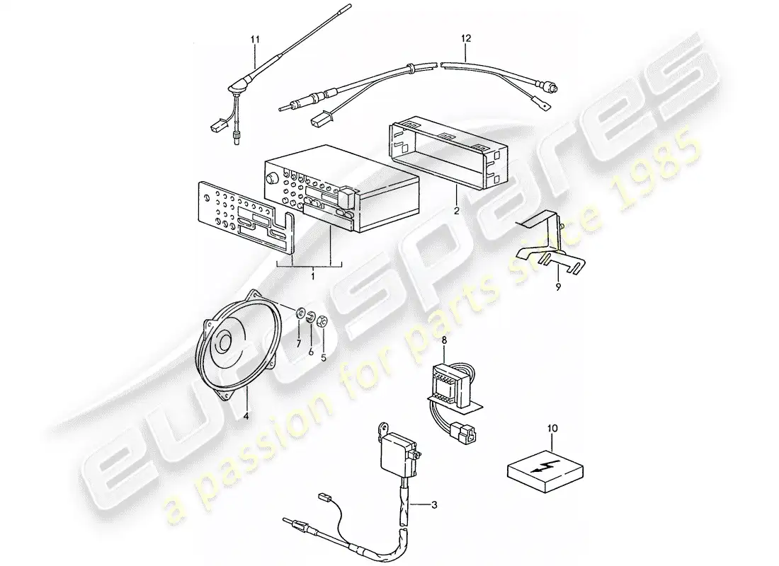 porsche 1991 (928) radio unit - installation parts parts diagram