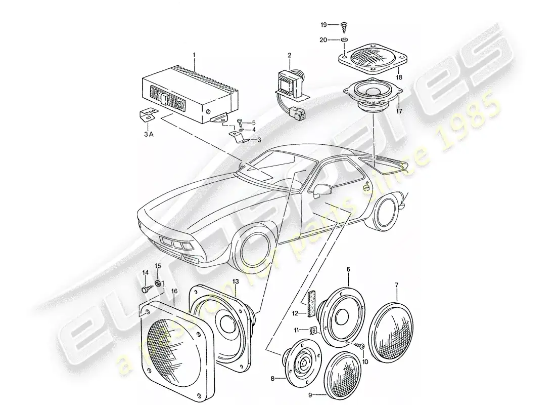 porsche 1991 (928) amplifier - loudspeaker - d >> - mj 1988 parts diagram
