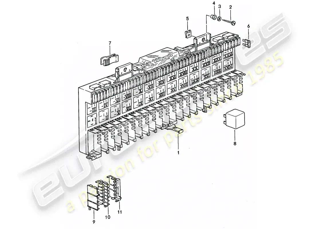 porsche 1989 (928) fuse box/relay plate - relay - fuse parts diagram
