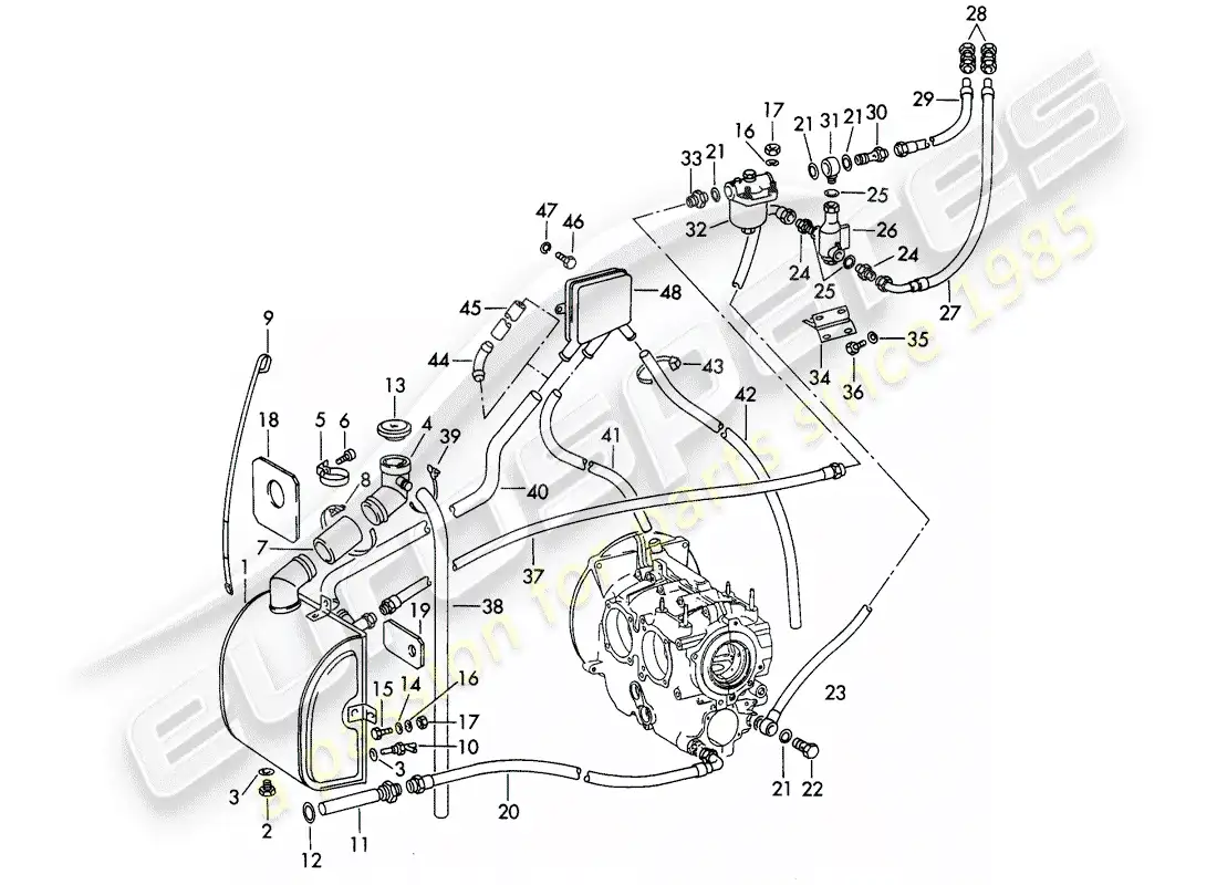 porsche 1964 (356b/356c) engine lubrication parts diagram