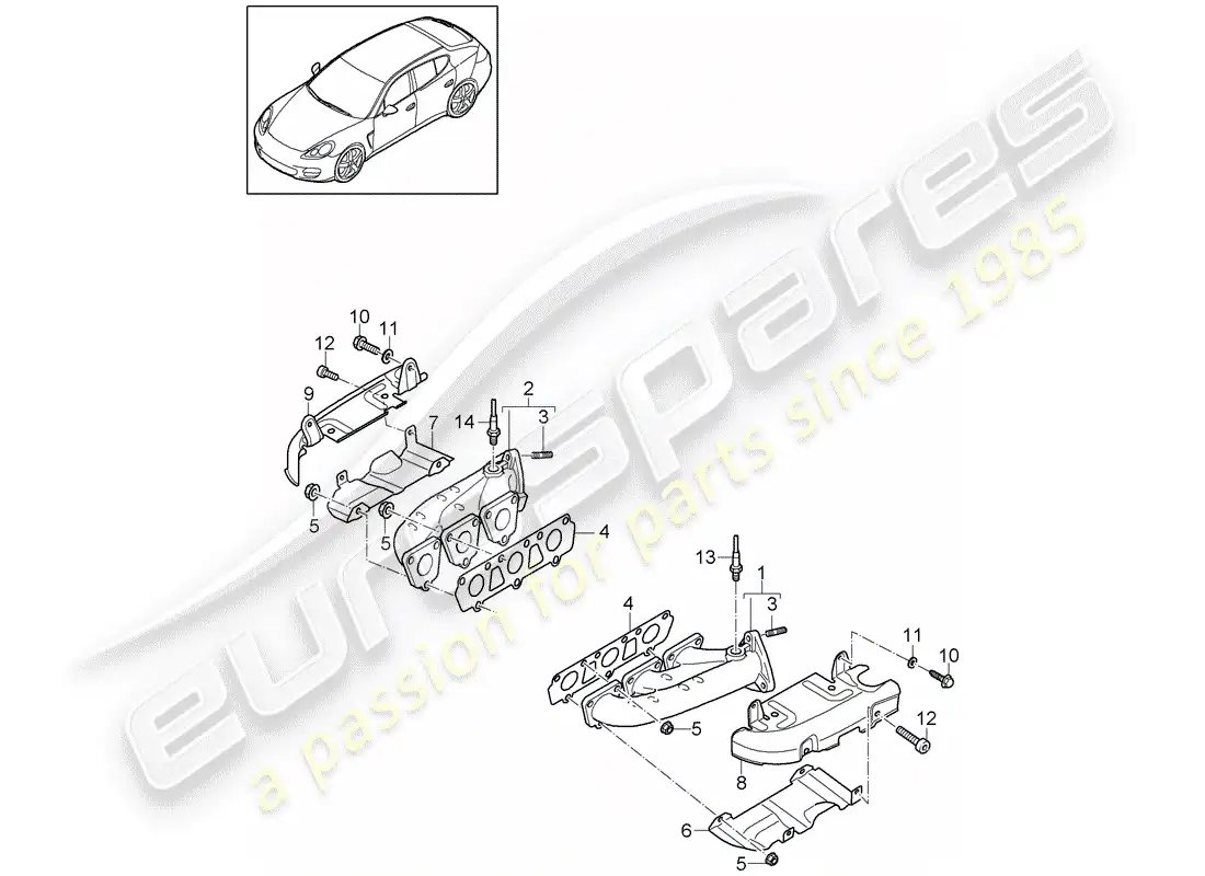 porsche 2012 (panamera 970) exhaust system parts diagram