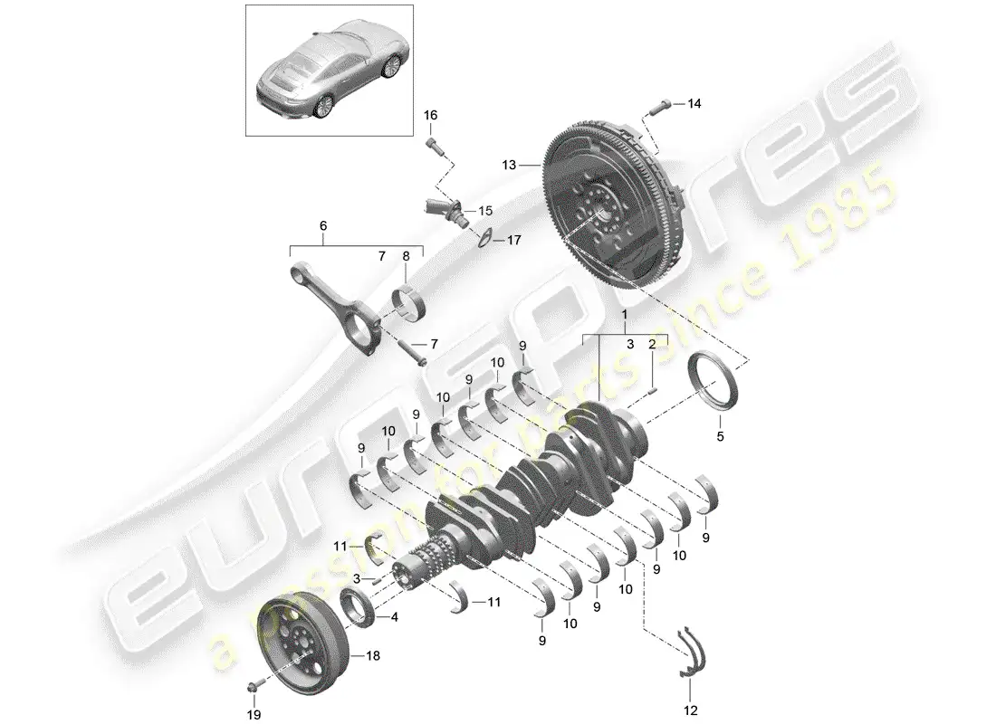 porsche 2018 (991-2) crankshaft parts diagram
