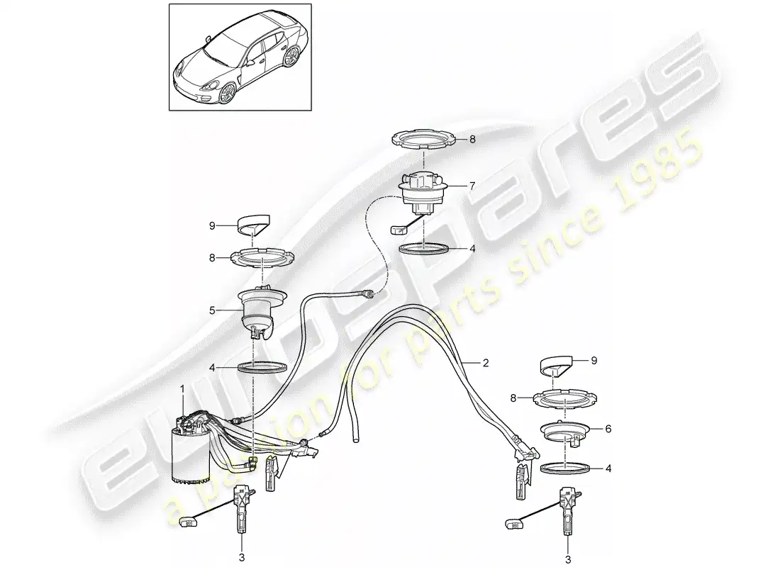porsche 2011 (panamera 970) fuel tank parts diagram