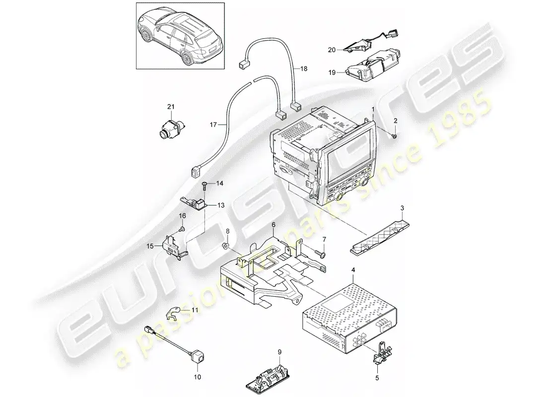 porsche 2013 (cayenne e2 92a) navigation system parts diagram