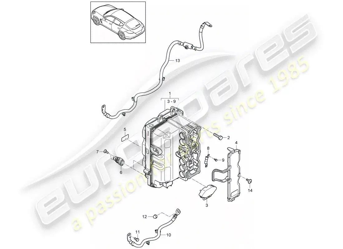 porsche 2014 (panamera 970) power and control electronics- parts diagram