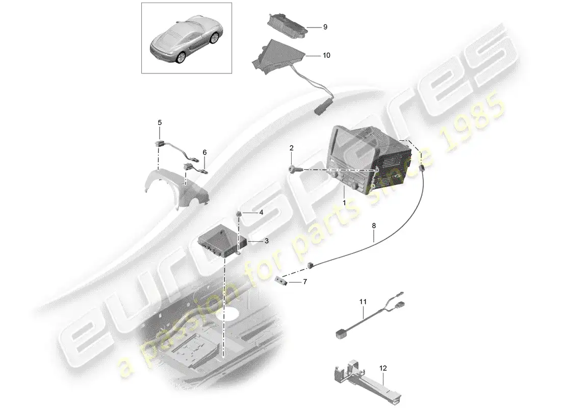 porsche 2015 (981 cayman) operating unit parts diagram