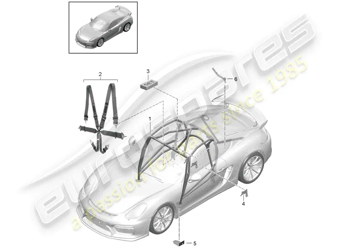 porsche 2016 (981 cayman gt4) accessories part diagram