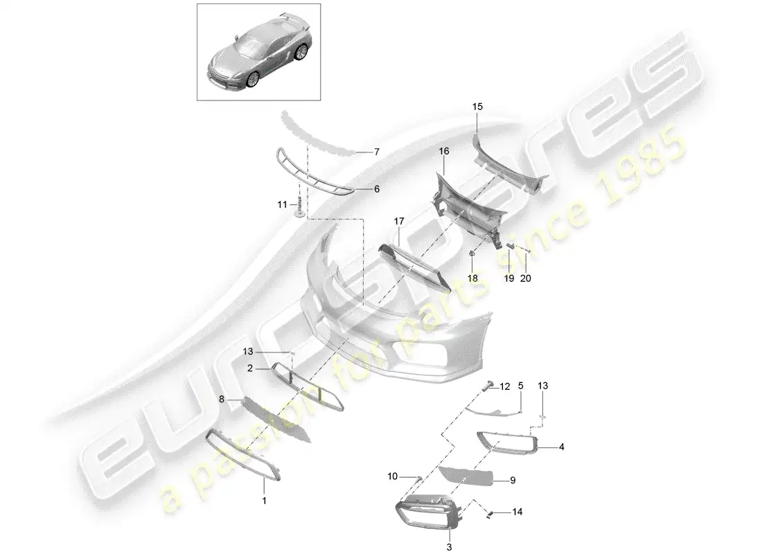 porsche 2016 (981 cayman gt4) bumper part diagram