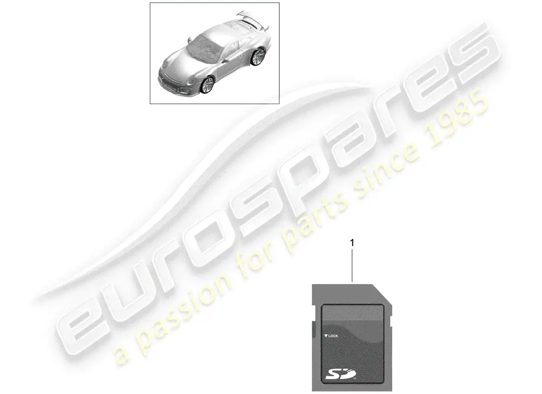 porsche 2014 (991-1 r/gt3/rs) sd card parts diagram