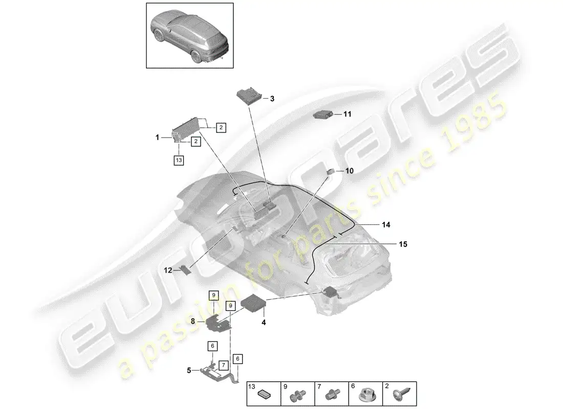 porsche 2020 (cayenne e3 9ya/9yb) display part diagram