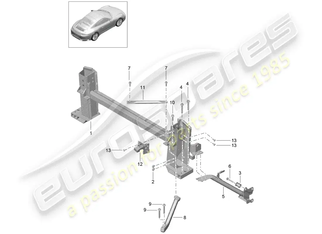 porsche 2017 (991-2) retaining frame parts diagram